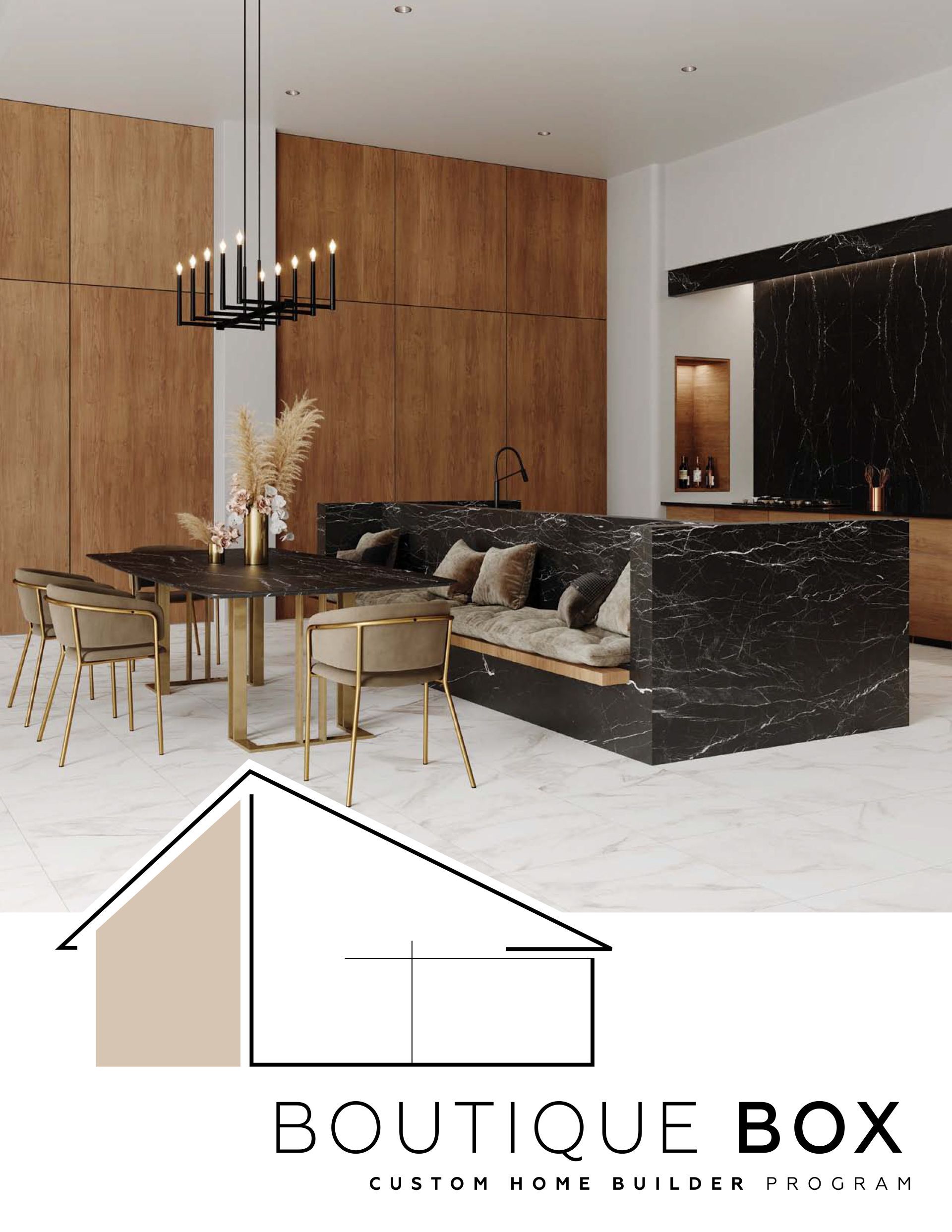 Custom tile work | A boutique box logo with a picture of a living room