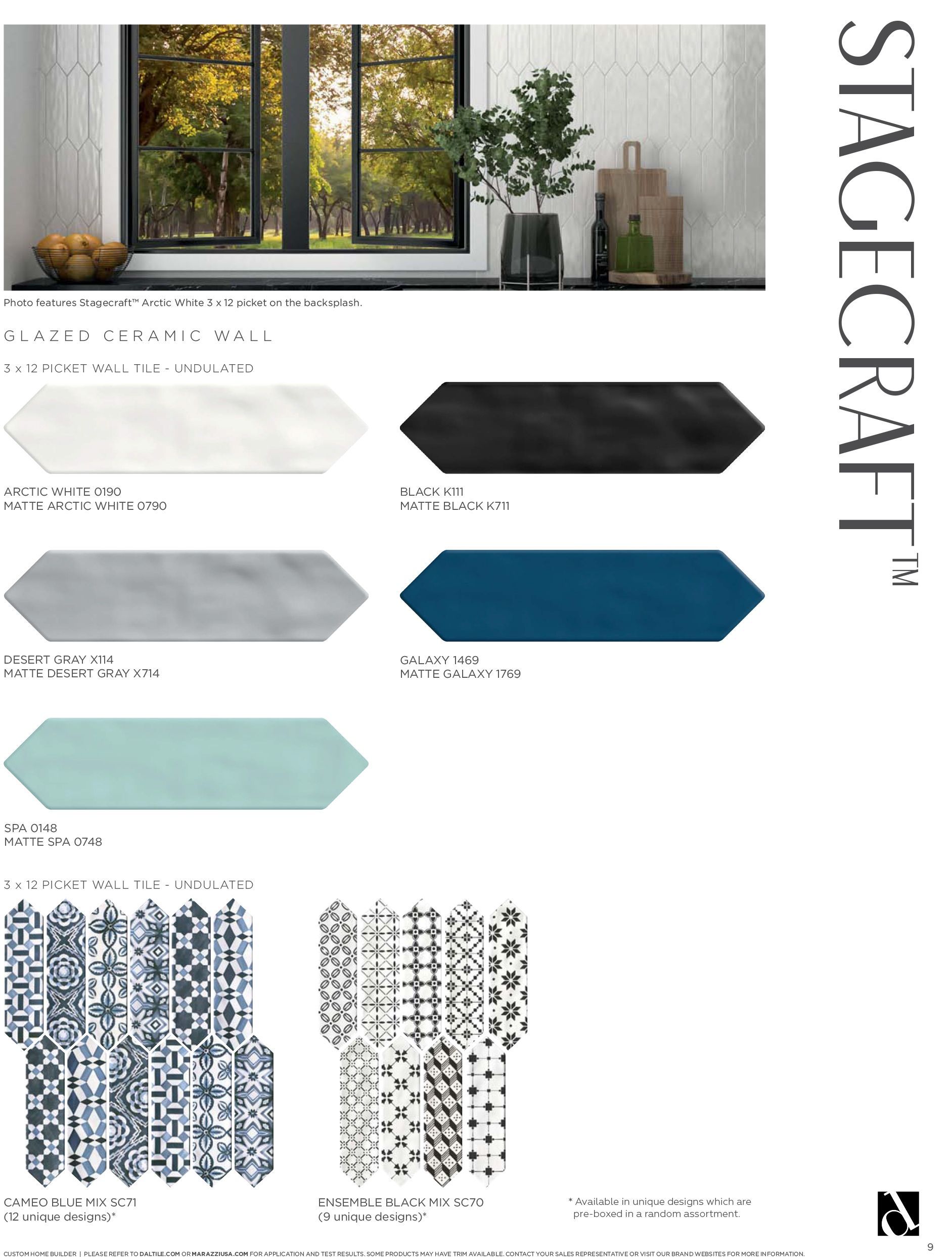 A poster with a picture of a window and a variety of tiles.