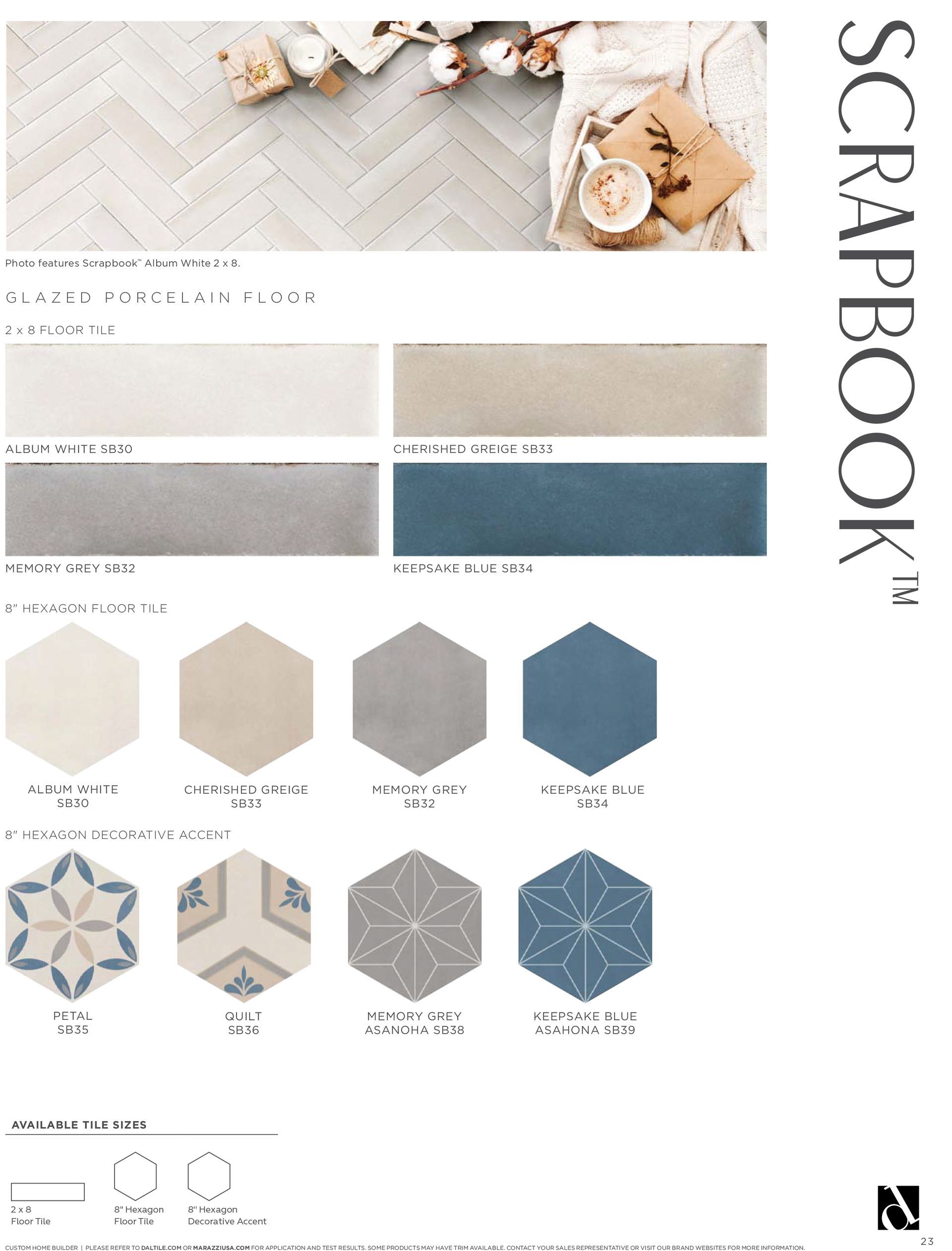 There are many different types of tiles in this brochure.