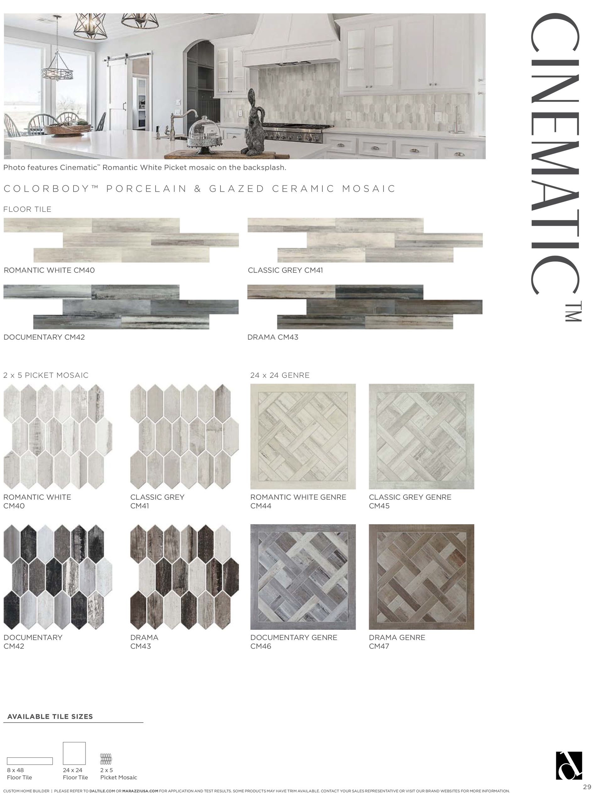 There are many different types of tiles in this brochure.