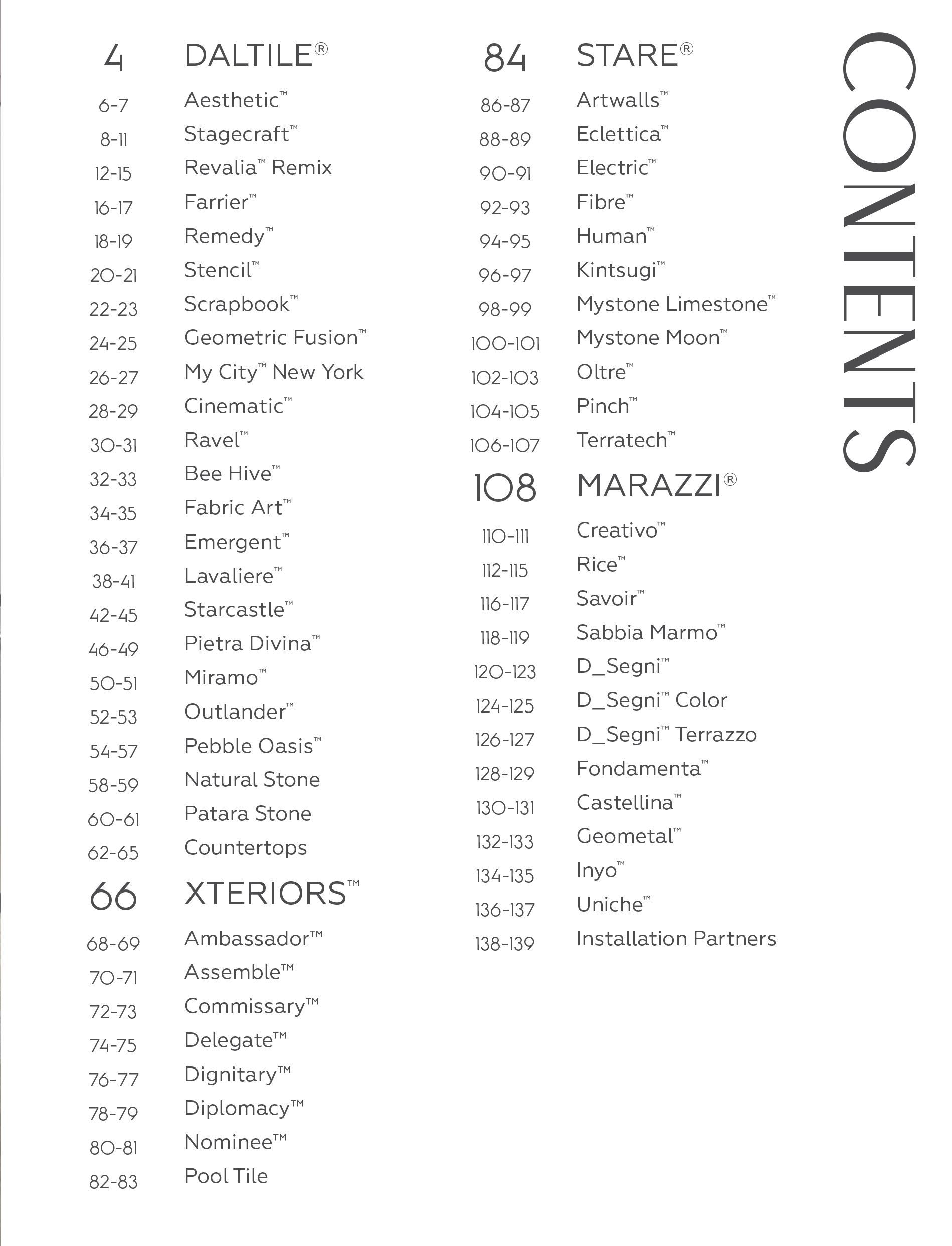 A page of a book with a list of contents on it.