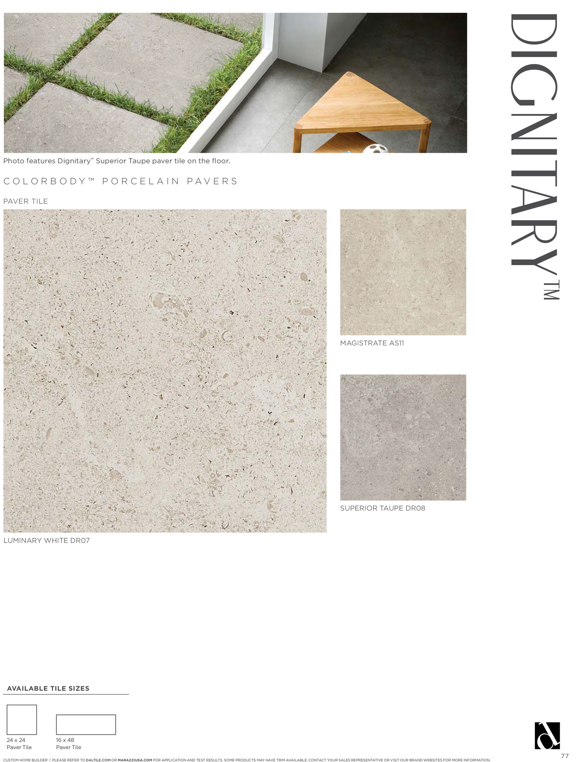 A brochure with a picture of a tile floor and a picture of a table.