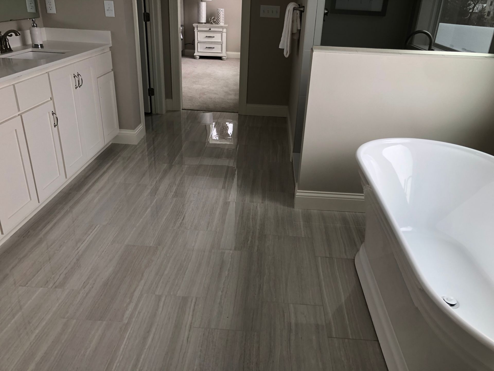 bathroom floor renovation | BYN the Tile Crew