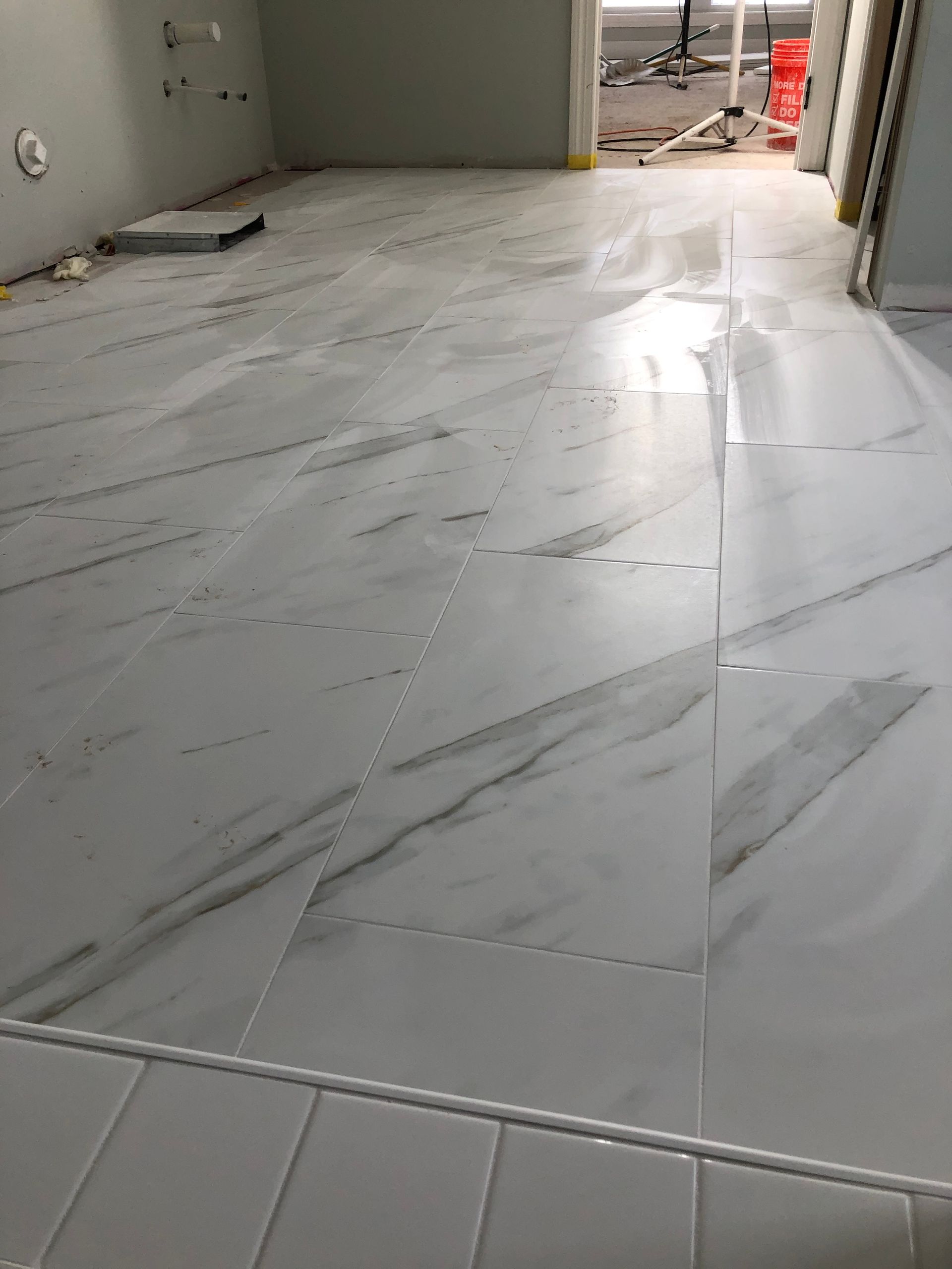 ceramic  floor tile install