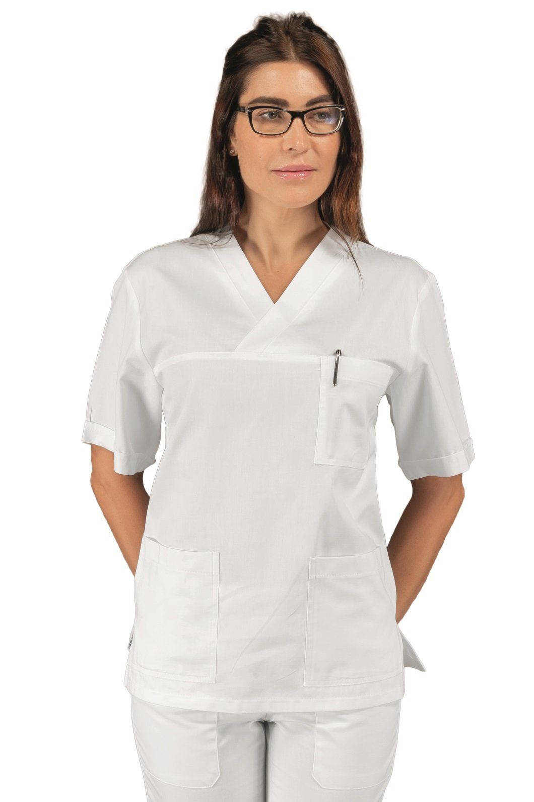 completo infermiere bianco a mezze maniche