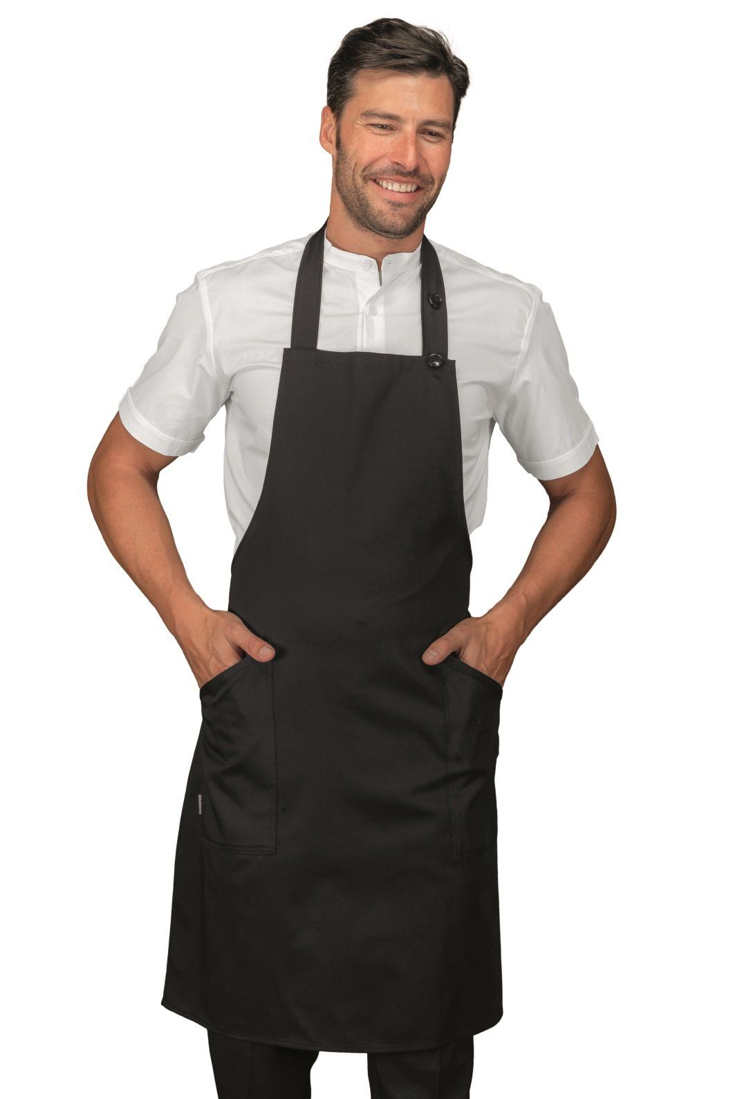 cameriere ristorante con grembiule di colore nero