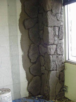 Big stone wall constructed inside the house