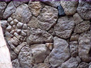 View of an exterior constructed stone wall