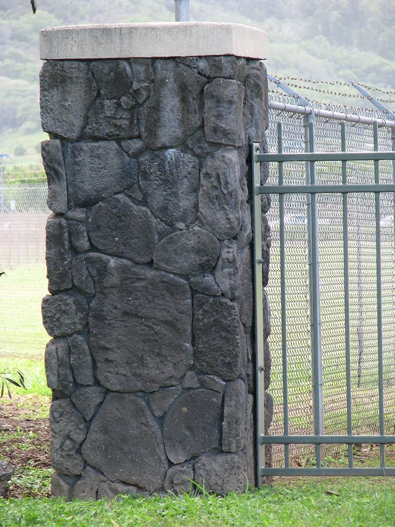 Closeup of a stone pillar for gate