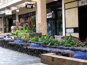 water feature with small height stone wall