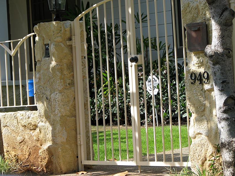 View of coral veneer stone pillar for gates