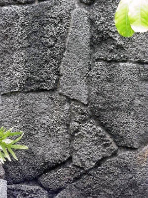 Lava veneer stone wall closeup