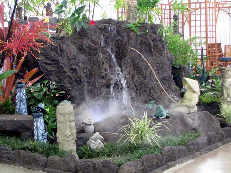 View of garden water feature