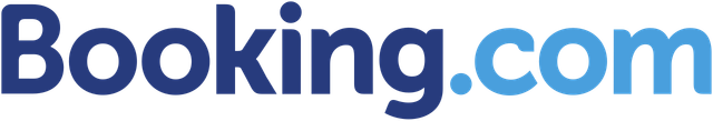 Booking.com-Logo in blauer Schrift auf weißem Hintergrund
