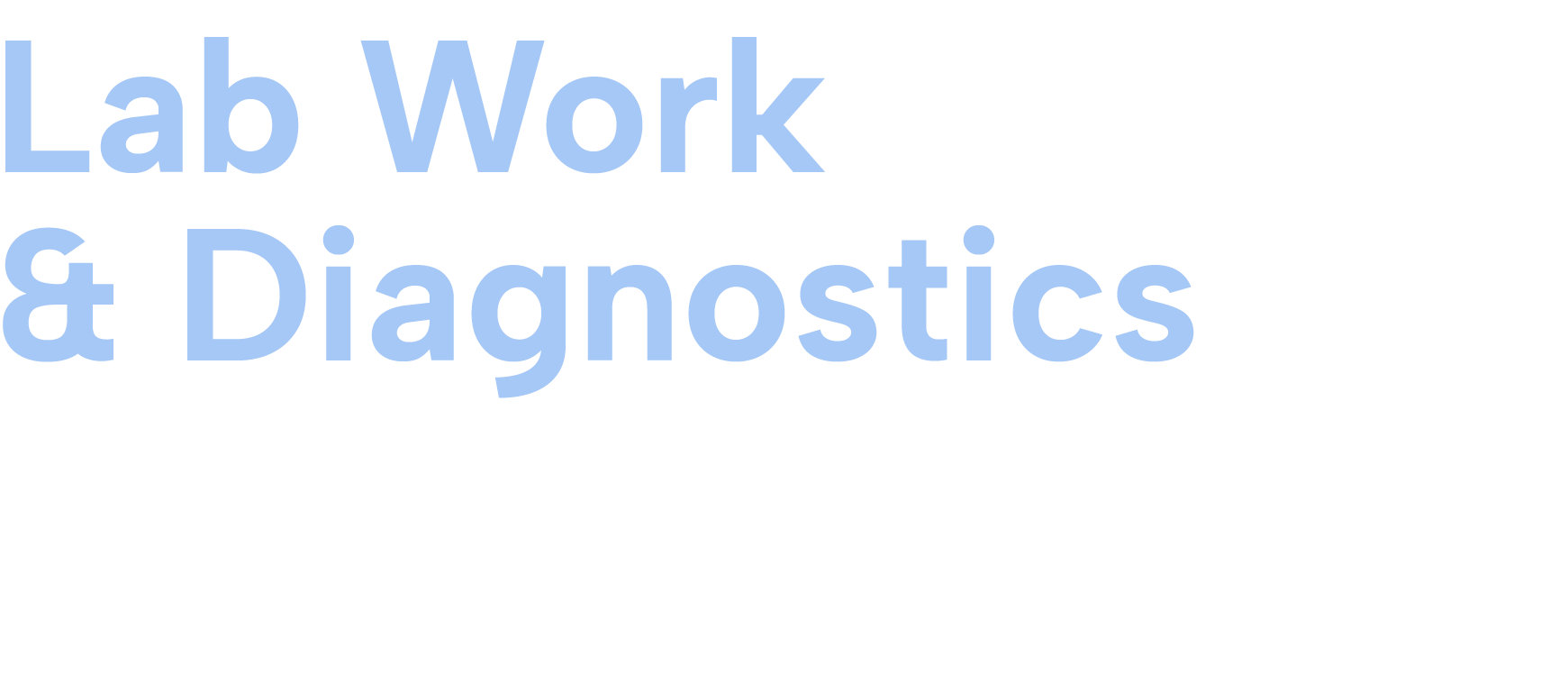 A blue logo for lab work and diagnostics on a white background.