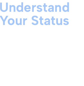 A white background with blue text that says `` understand your status ''