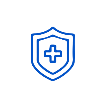 A blue shield with a cross inside of it.