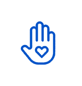 A hand with a heart in the middle of it.