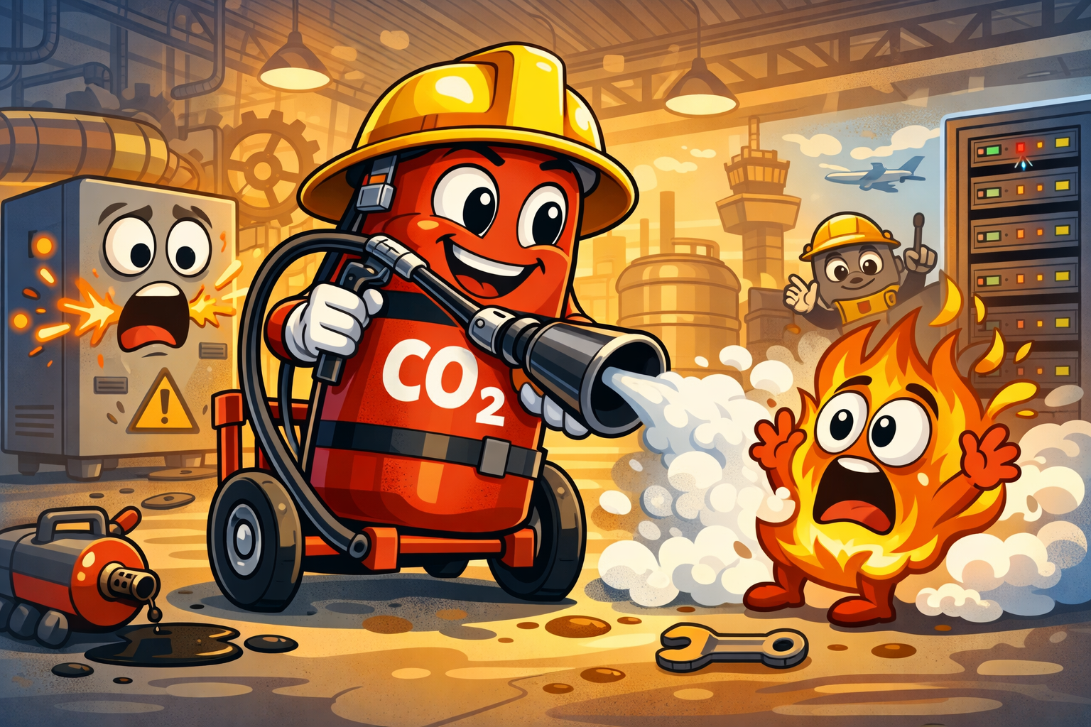 CO2 bluswagens effectieve brandbestrijding zonder restschade