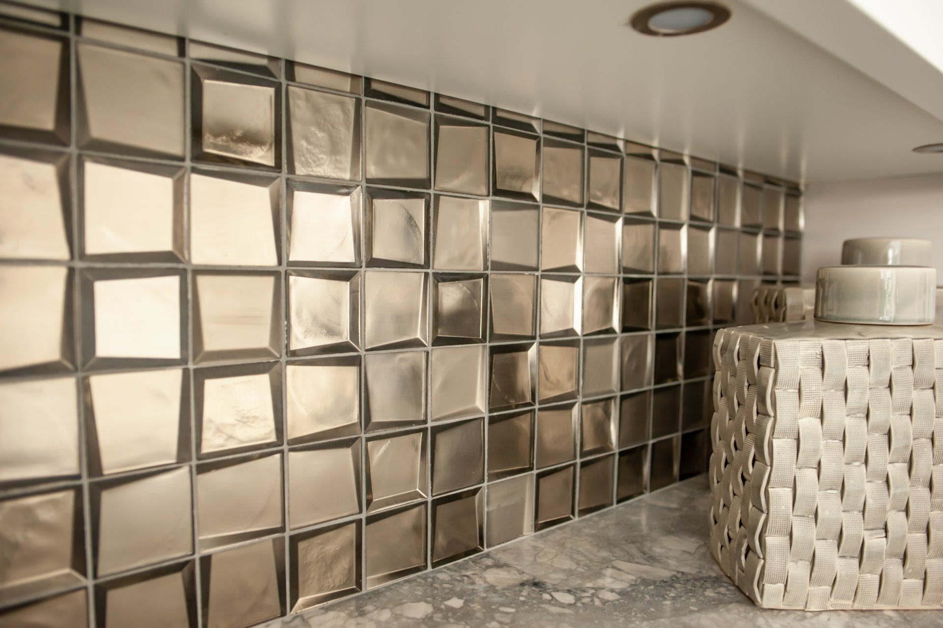 A wall with a lot of squares on it