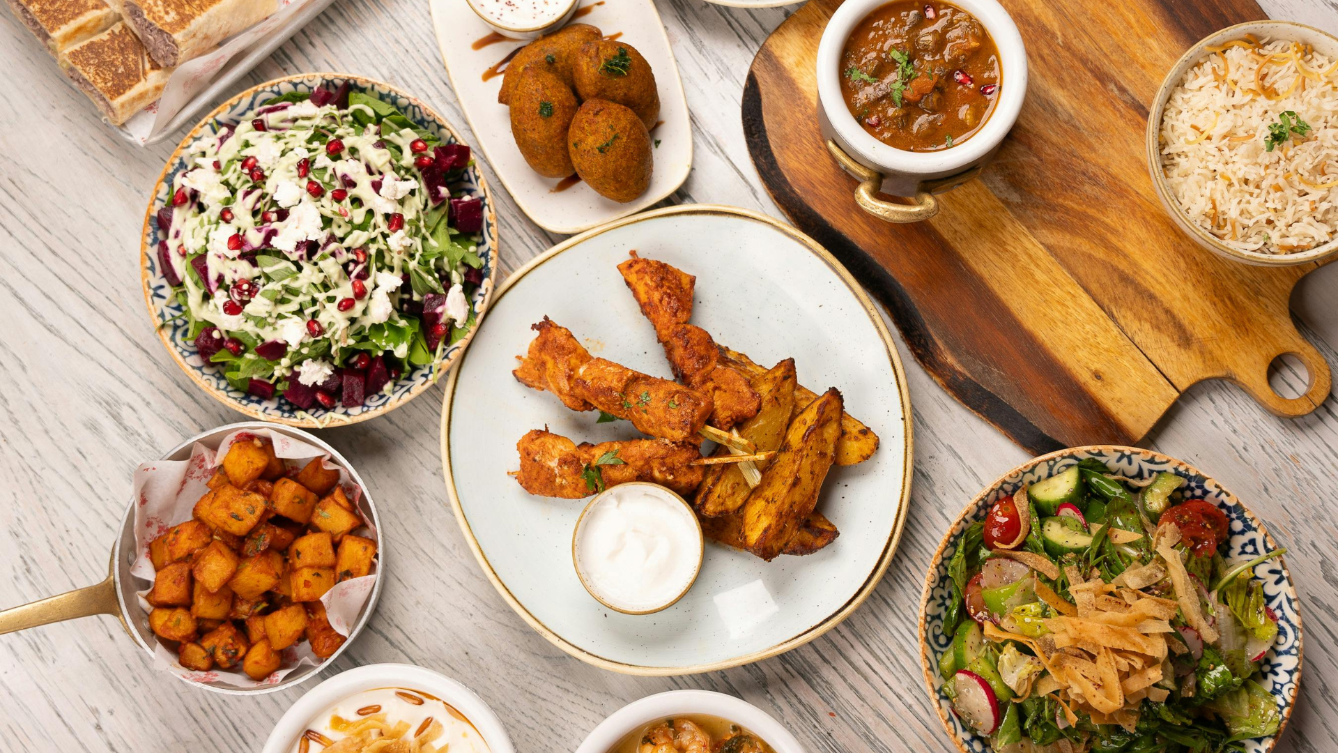 There are many different types of food on the table.
