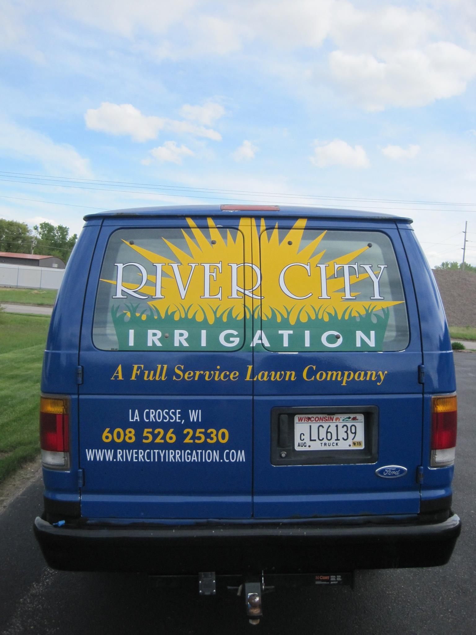 The Back of A Blue River City Irrigation Van | Onalaska, WI | River City Irrigation