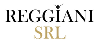 Logo Reggiani SRL con testo nero sopra e testo dorato sotto su sfondo bianco.