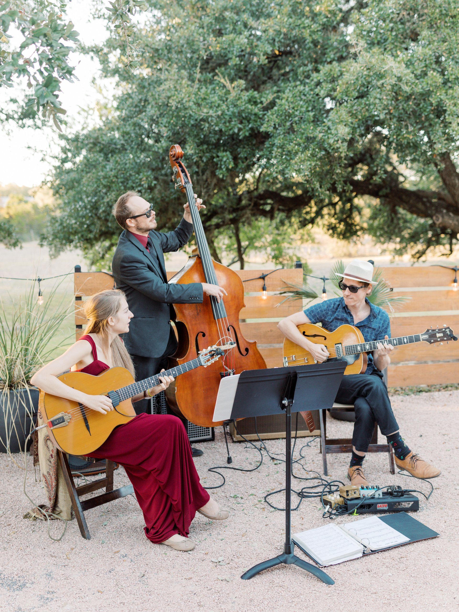Live Music at Cocktail Hour at The Addison Grove in Austin, Texas Hill Country Longhorns Wedding Venue