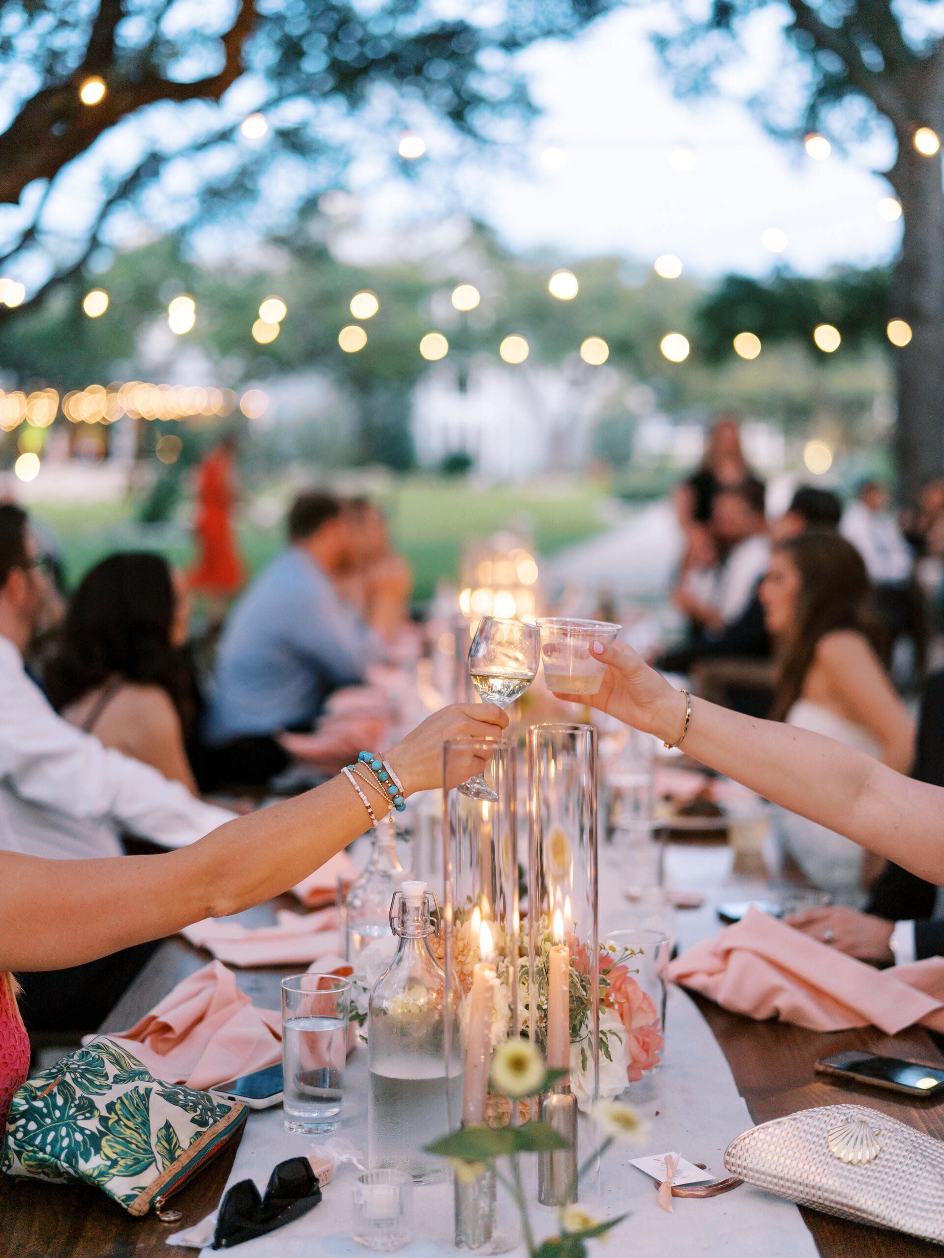 Drink  cheers wedding reception at The Addison Grove in Austin, Texas Austin Wedding Venue