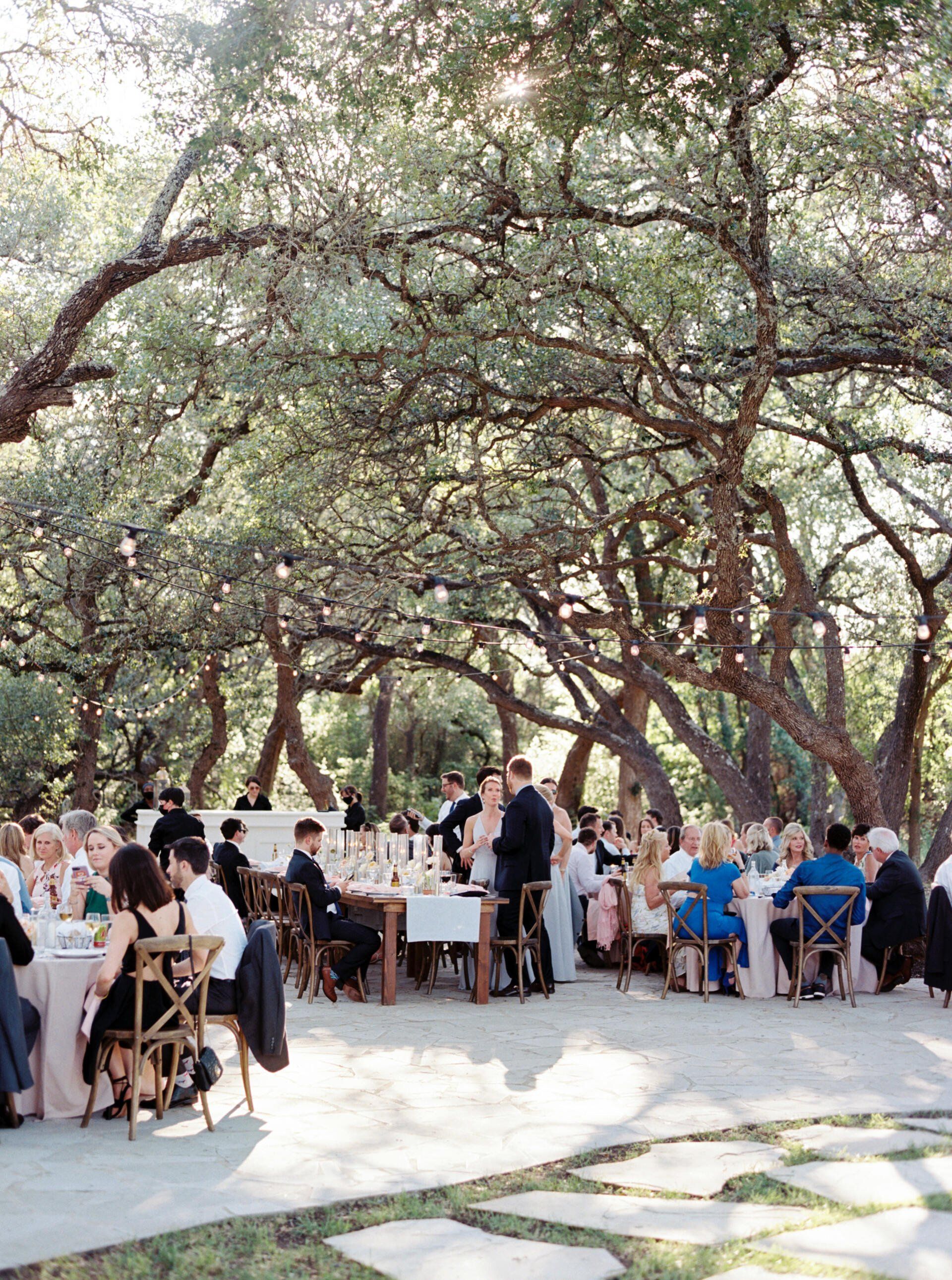 Outdoor reception at The Addison Grove in Austin, Texas in Hill Country Texas 
