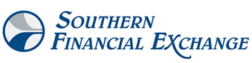 The logo for the southern financial exchange is blue and white.