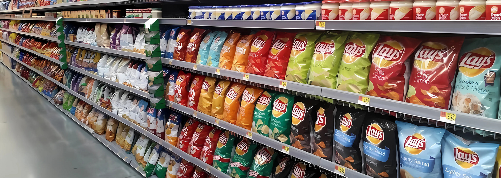 Picture of convenience foods at a supermarket.