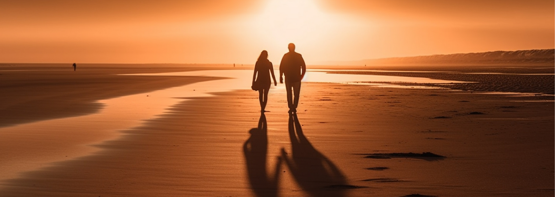 Picture of people walking during sunset.