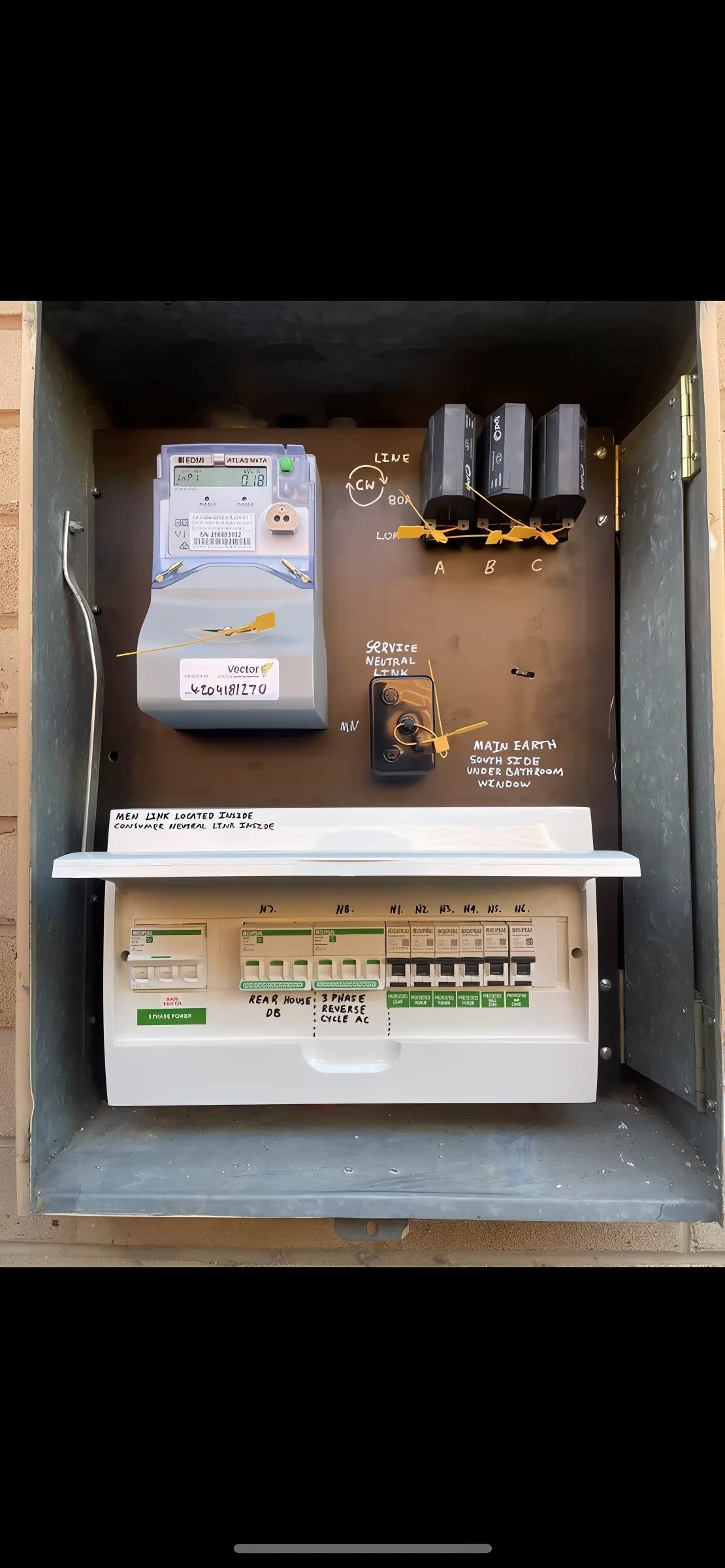 An Electrical Panel With a Meter and Circuit Breakers — Switched On Electrics in Wagga Wagga, NSW