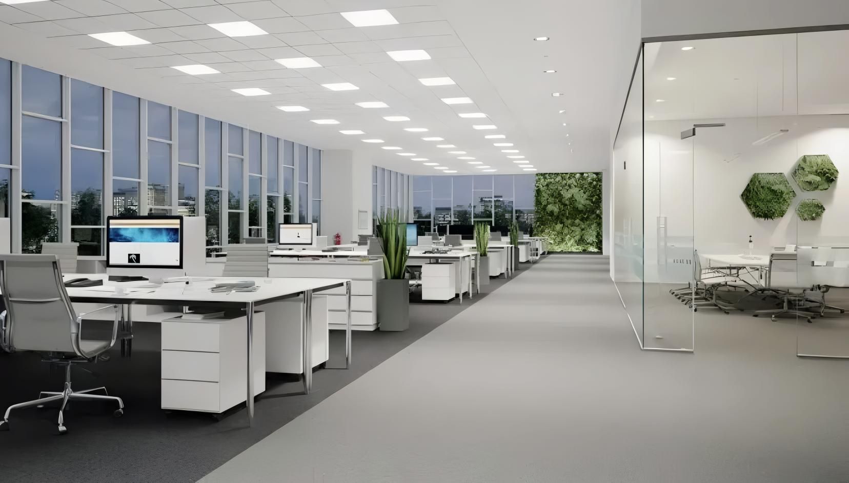 Bright, Modern Office Space With Rows of Desks, Large Windows — Switched On Electrics in Wagga Wagga, NSW