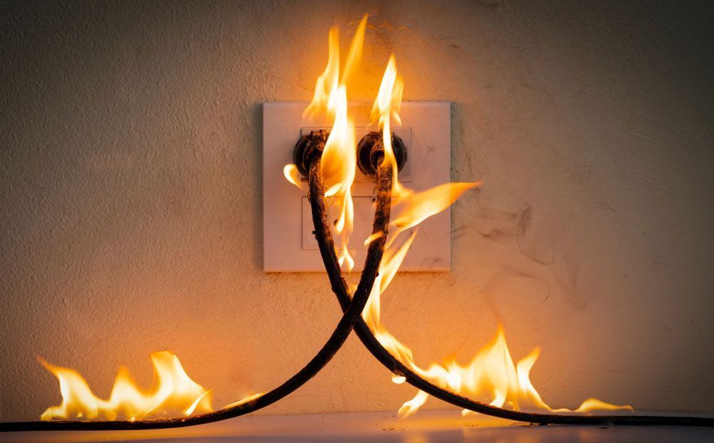 Burning Electrical Cords Connected to an Outlet — Switched On Electrics in Wagga Wagga, NSW