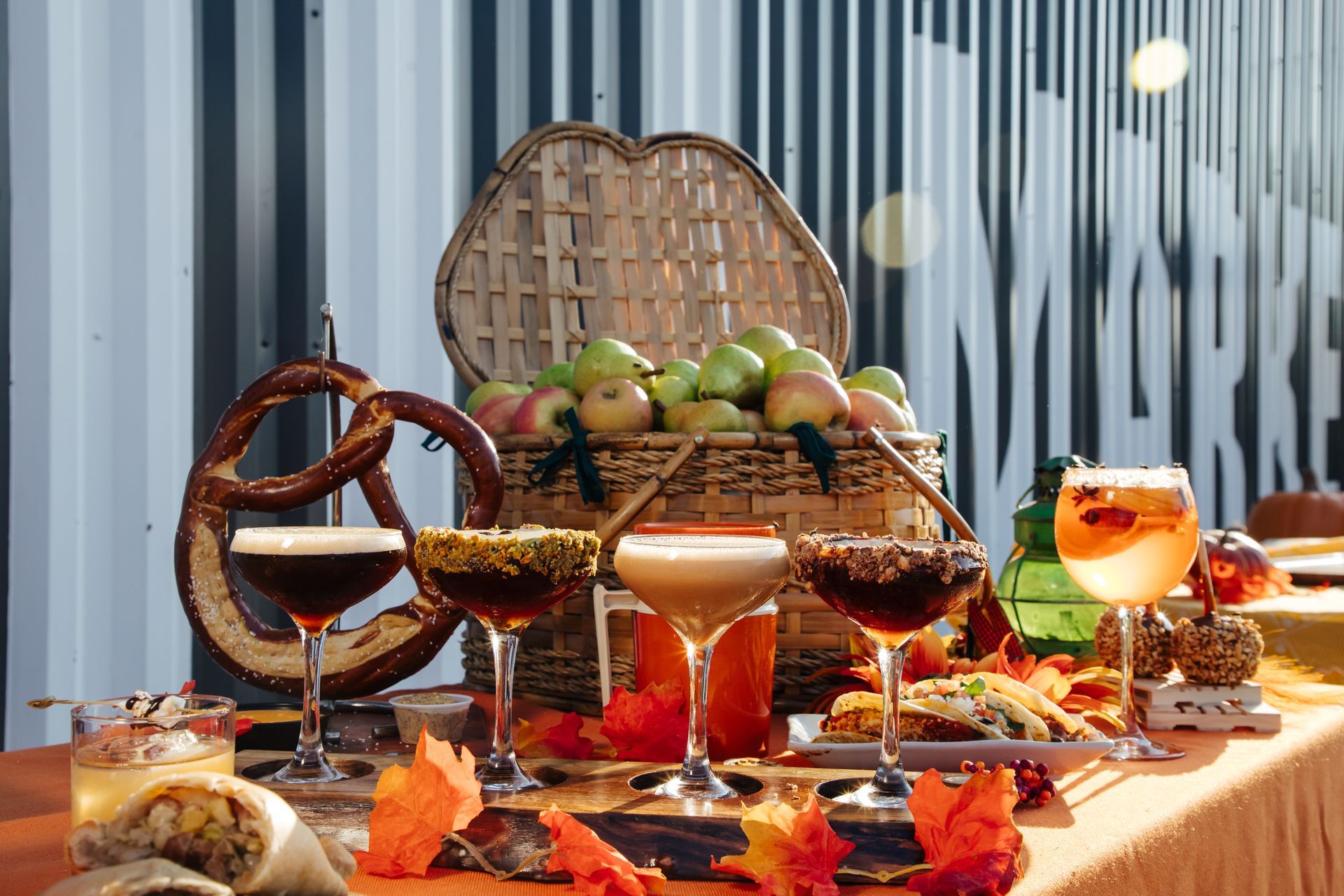 There are many different types of drinks on the table.