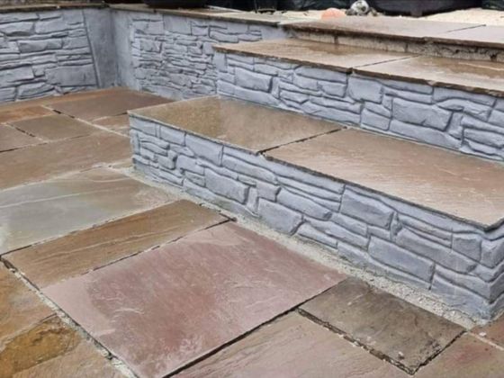 Driveways Sheffield indian stone patio with steps in Sheffield
