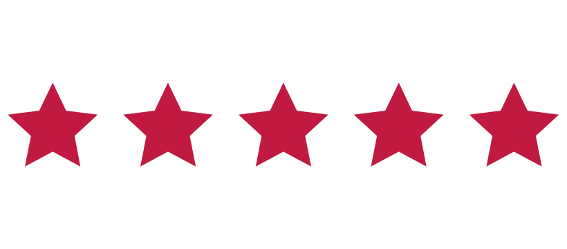 Five red stars in a row, indicating a five-star rating.