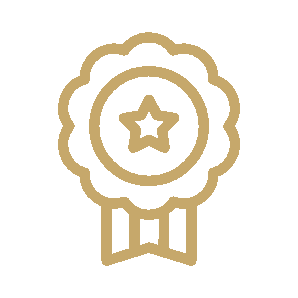 Gold award badge with a star in the center.