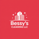 White logo on red background. Buildings and stars above "Bessy's Cleaning LLC" in white.
