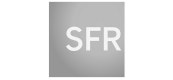 Un carré gris avec le mot sfr en lettres blanches.