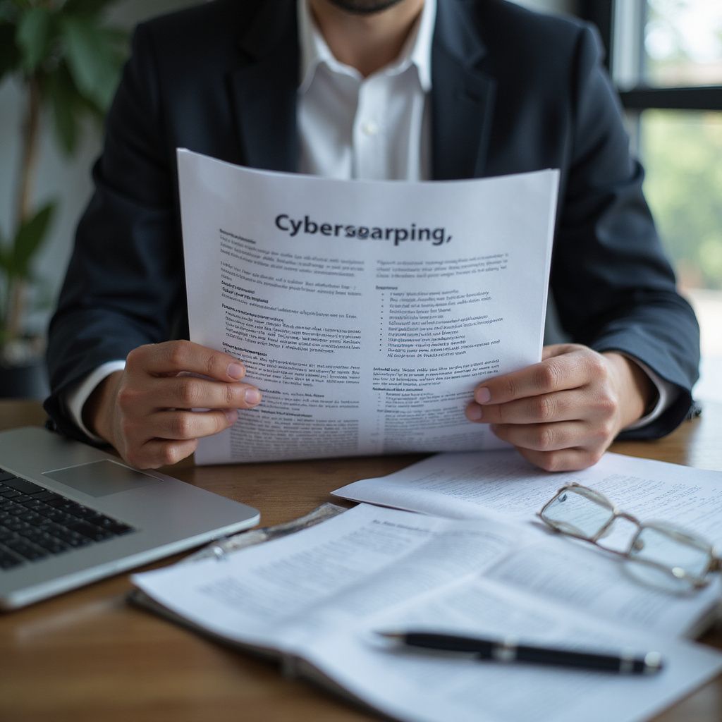 Person in a suit holding a document titled 
