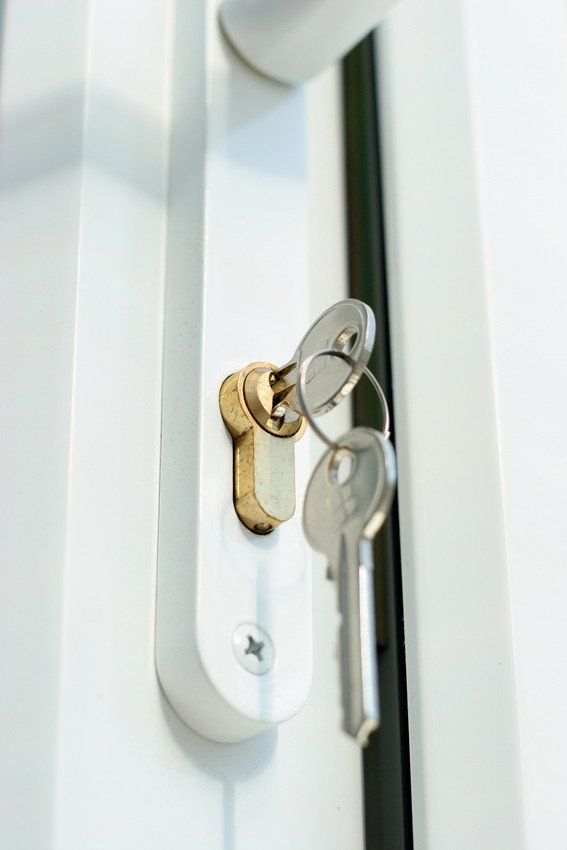 French door handle with keys