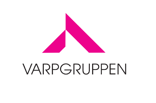 Pink abstract A-shaped logo above the text 