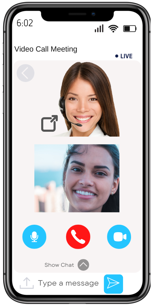 A cell phone with two women on a video call.