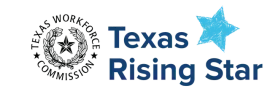 A logo for the texas workforce commission with a blue star