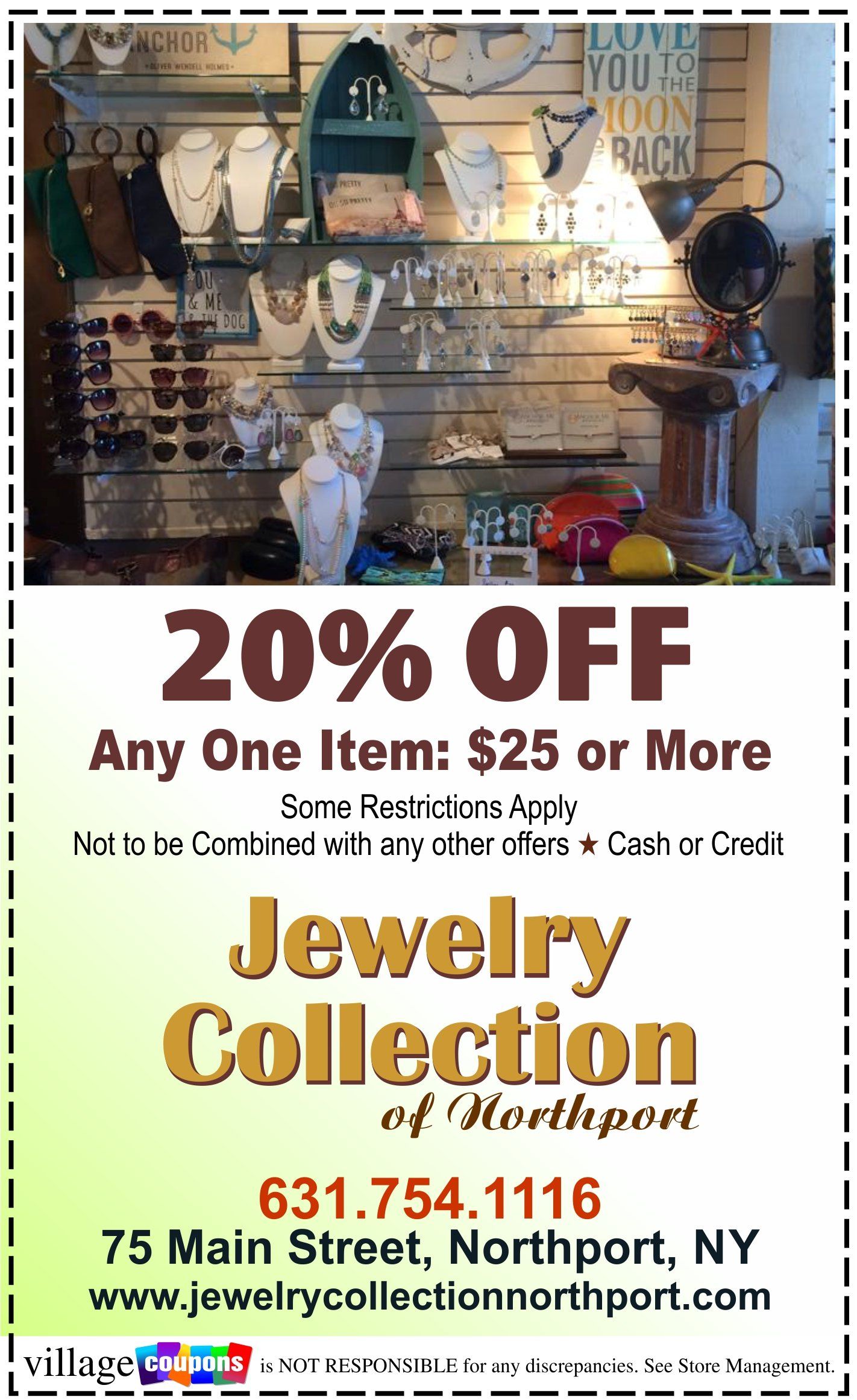 A coupon for the jewelry collection of northport ny