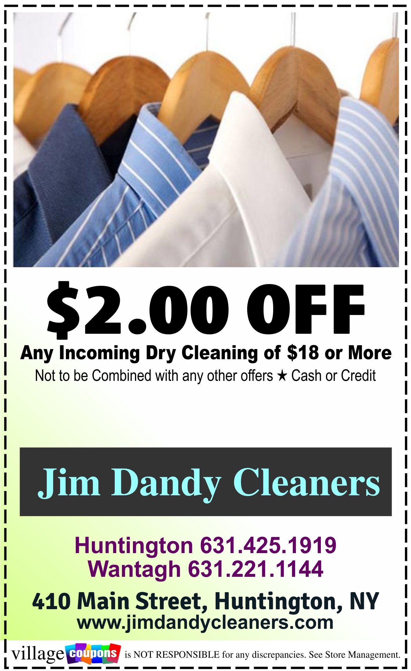 A coupon for jim dandy cleaners in huntington new york