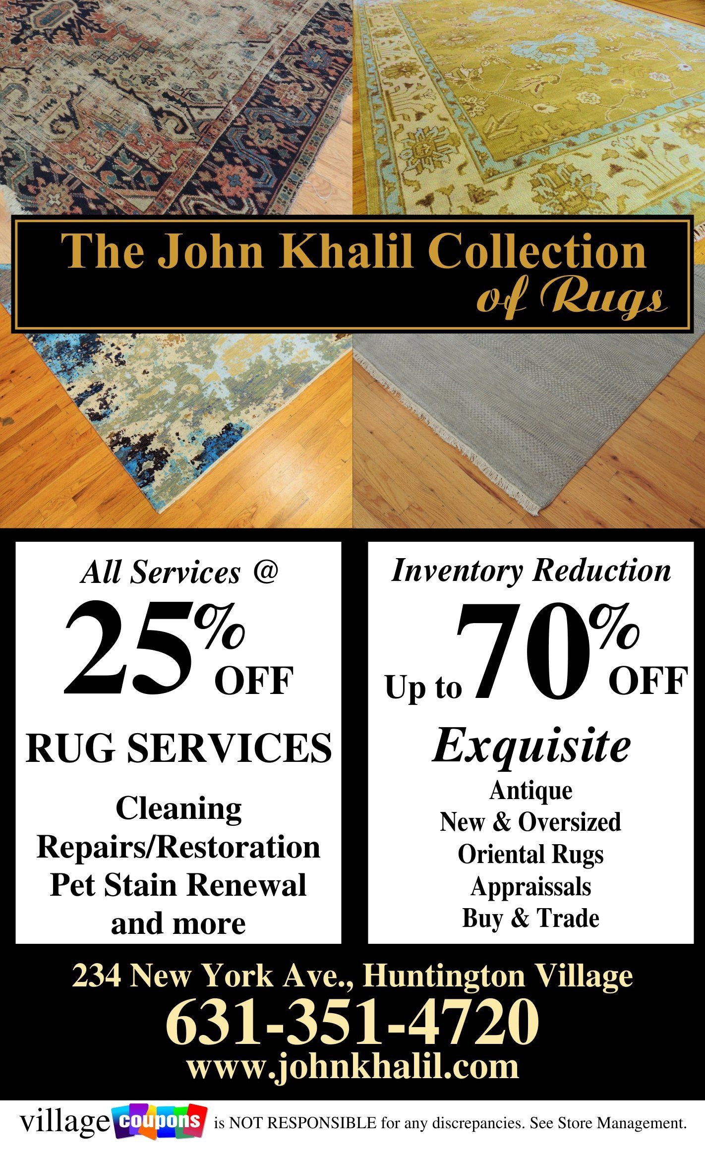 An advertisement for the john khalil collection of rugs